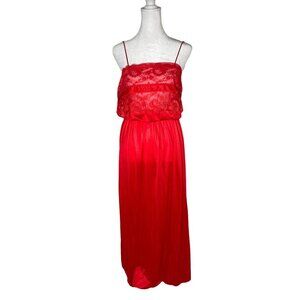 Reena Vintage Red Nightgown Maxi Lingerie Sleeveless Regular Size Small